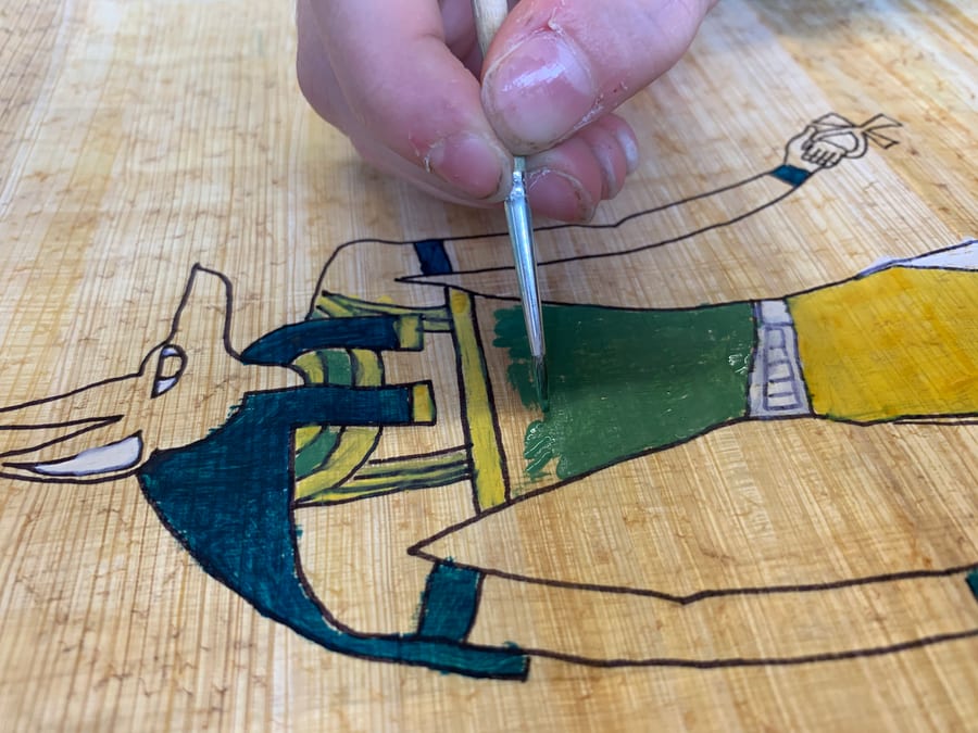 La pittura della veste sul papiro