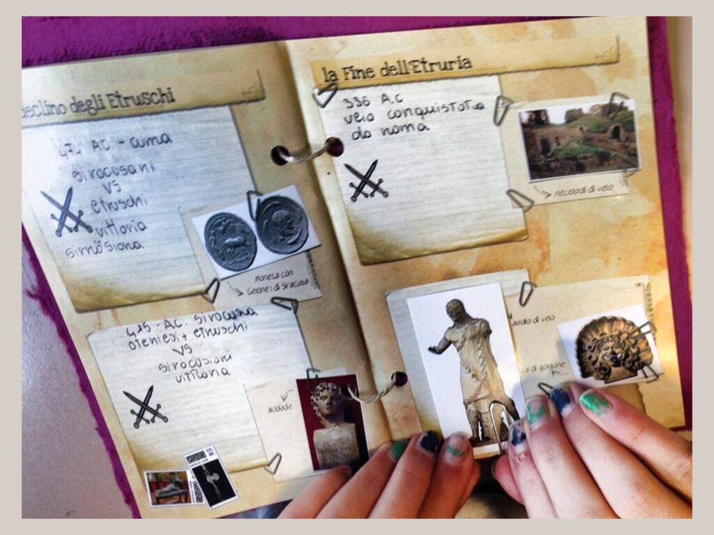 Lapbook HistoryLab aperto con schede sulla civiltà etrusca